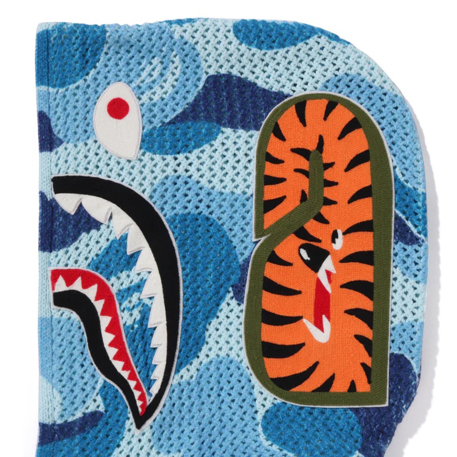 ABC Camo Crochet Relaxed Fit Shark Full Zip Hoodie in Blue