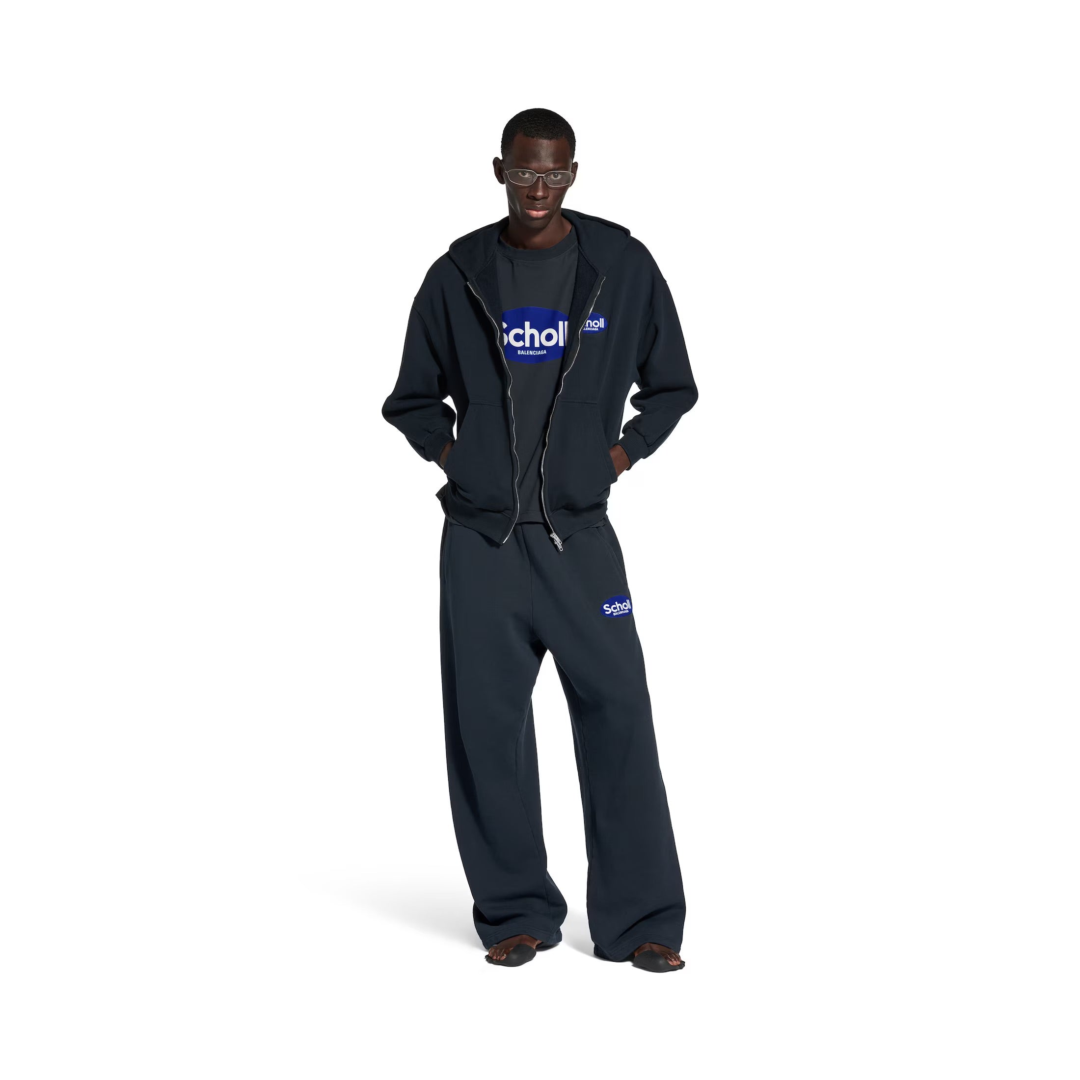Baggy Sweatpants in Black Faded