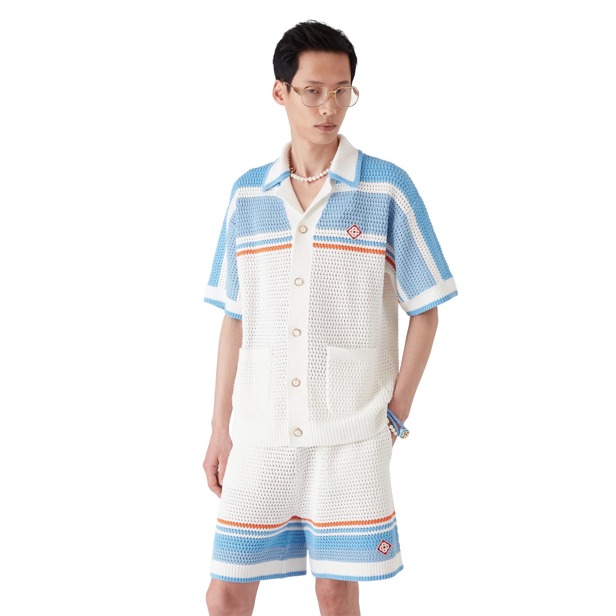 Cotton Tennis Short Sleeve Crochet Shirt