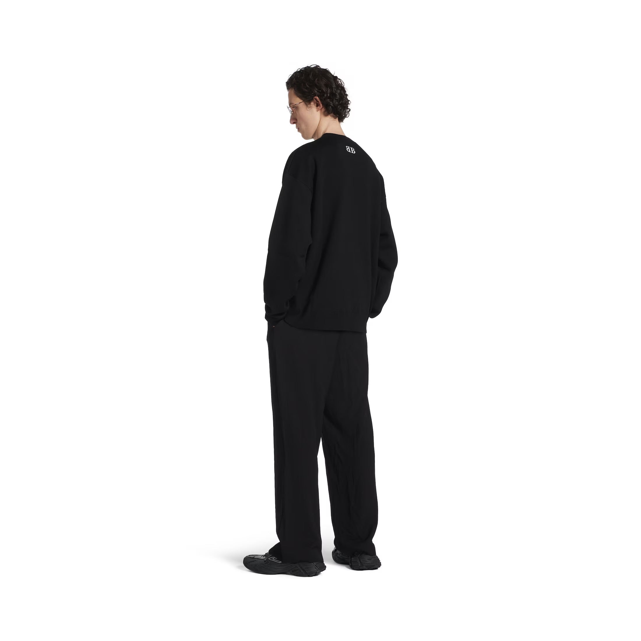 Crewneck Sweater in Black/white