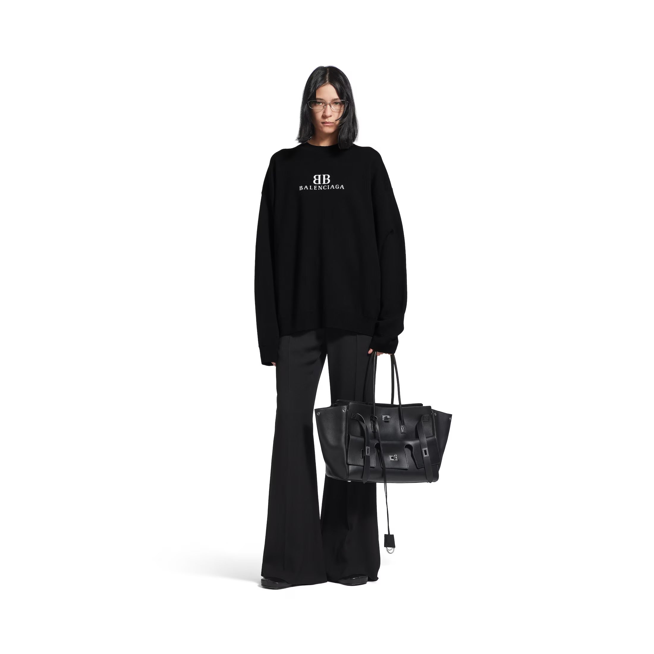 Crewneck Sweater in Black/white