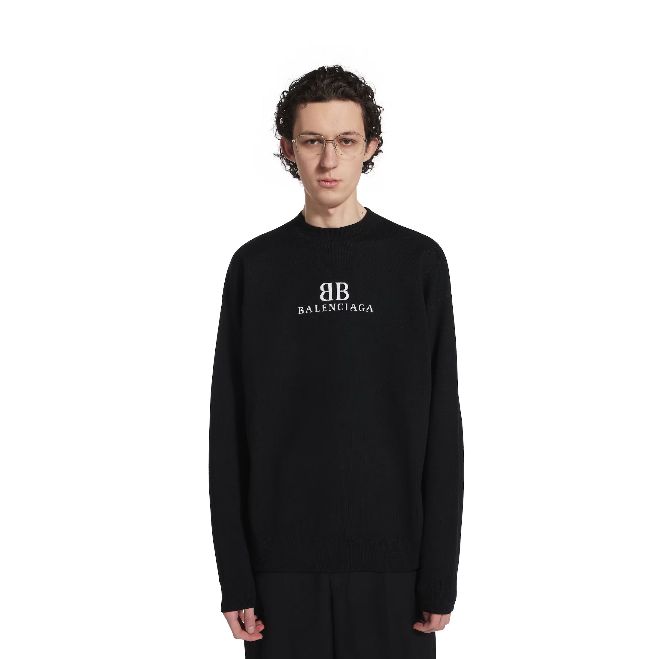 Crewneck Sweater in Black/white