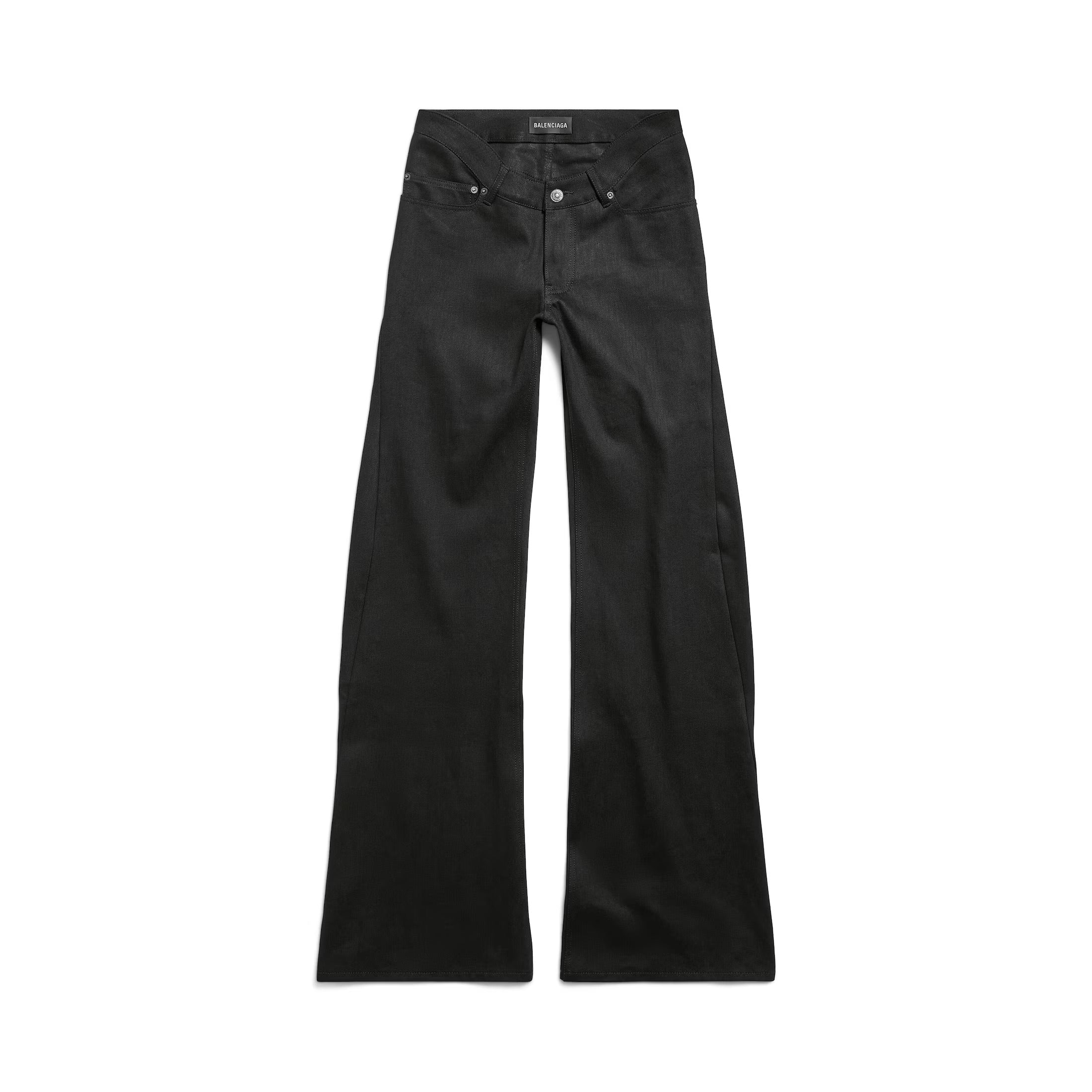 Curved Waist Pants in Black 
