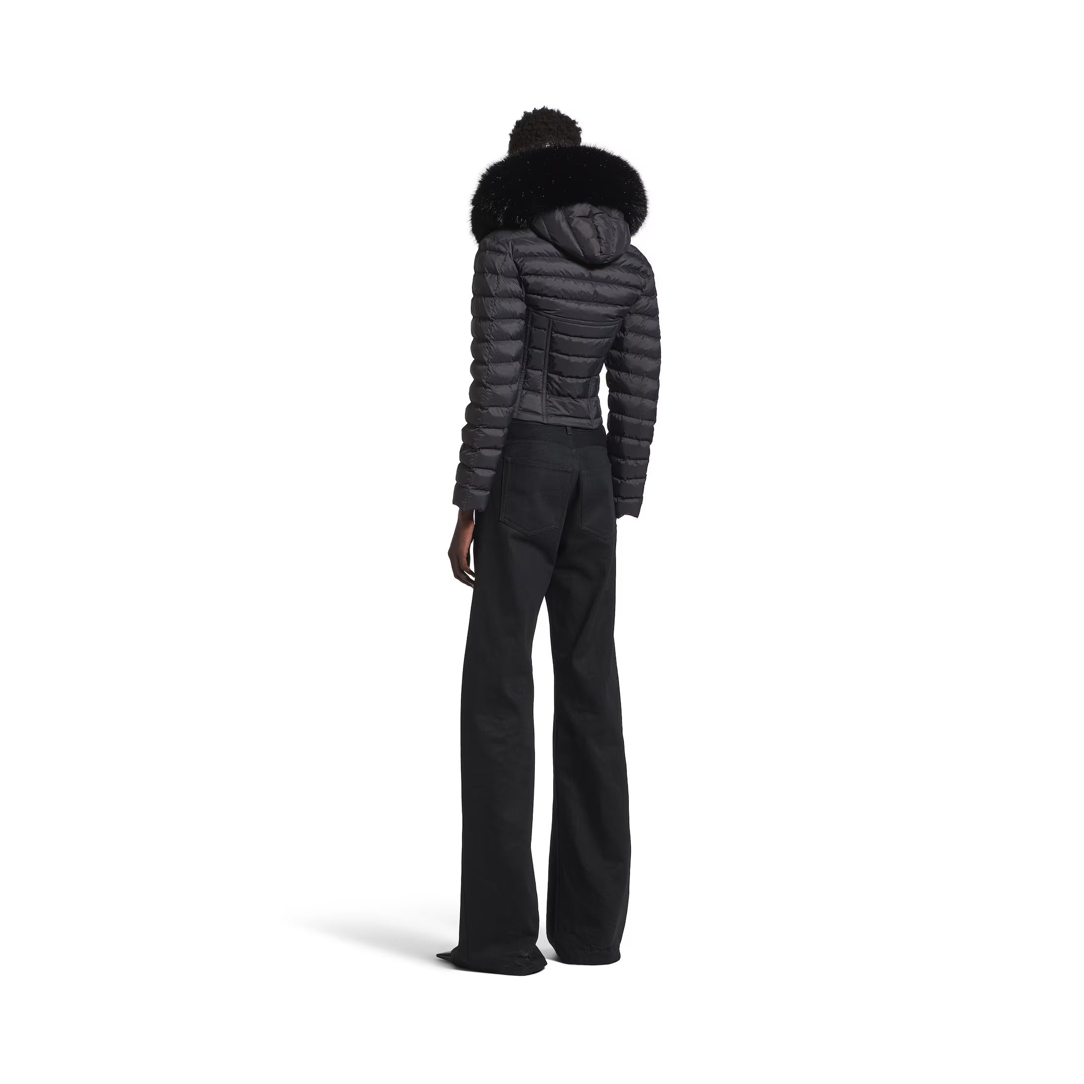 Curved Waist Pants in Black 