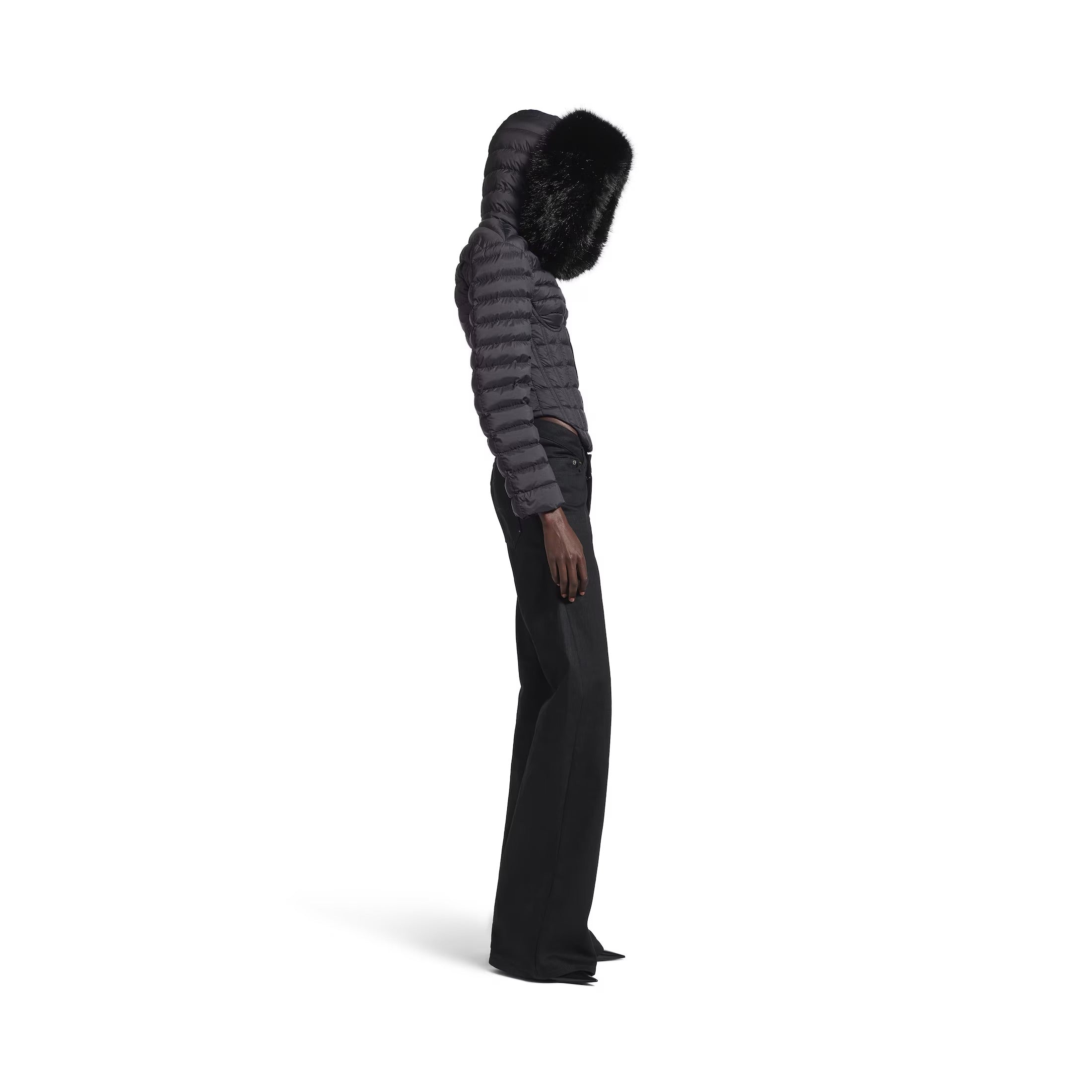 Curved Waist Pants in Black 