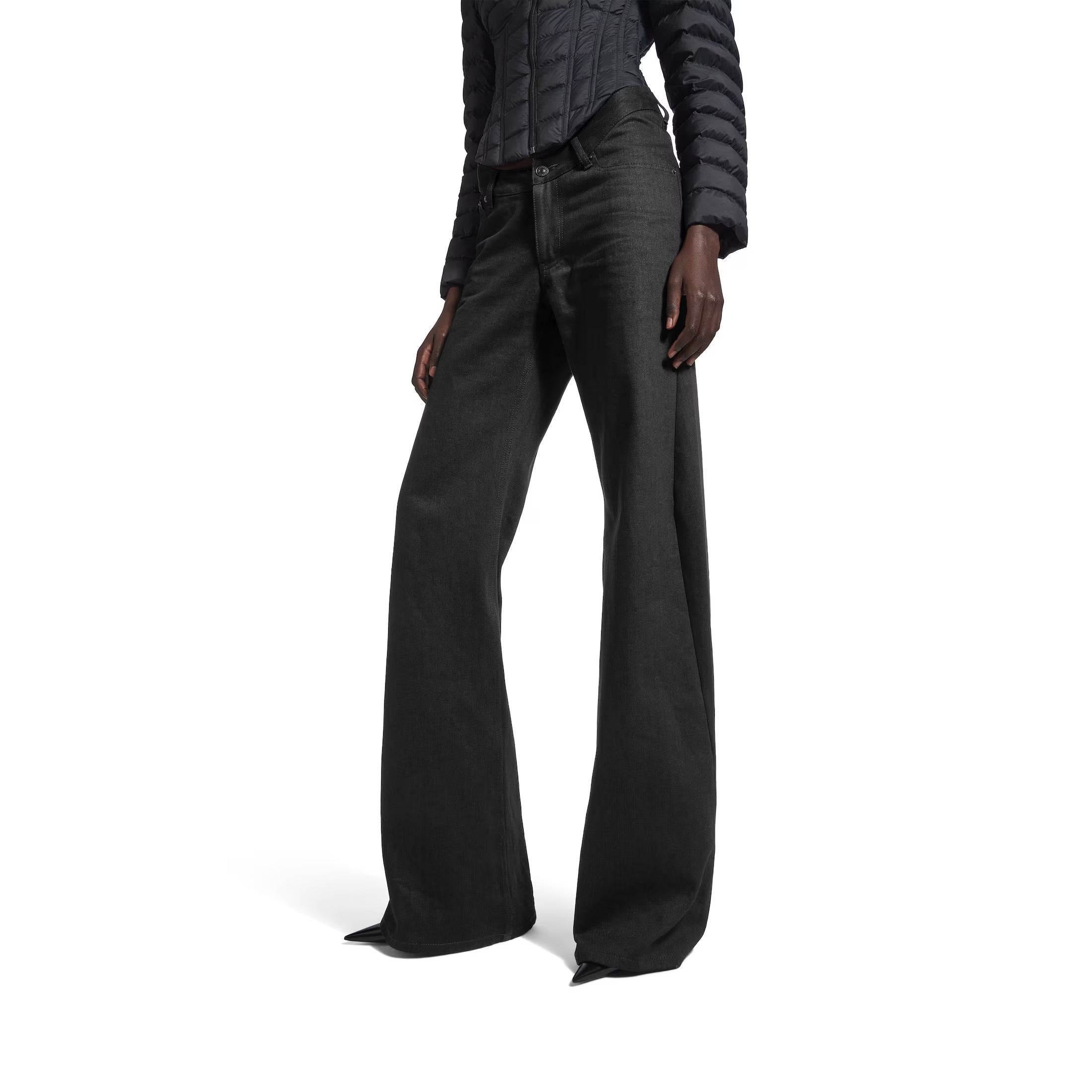Curved Waist Pants in Black 