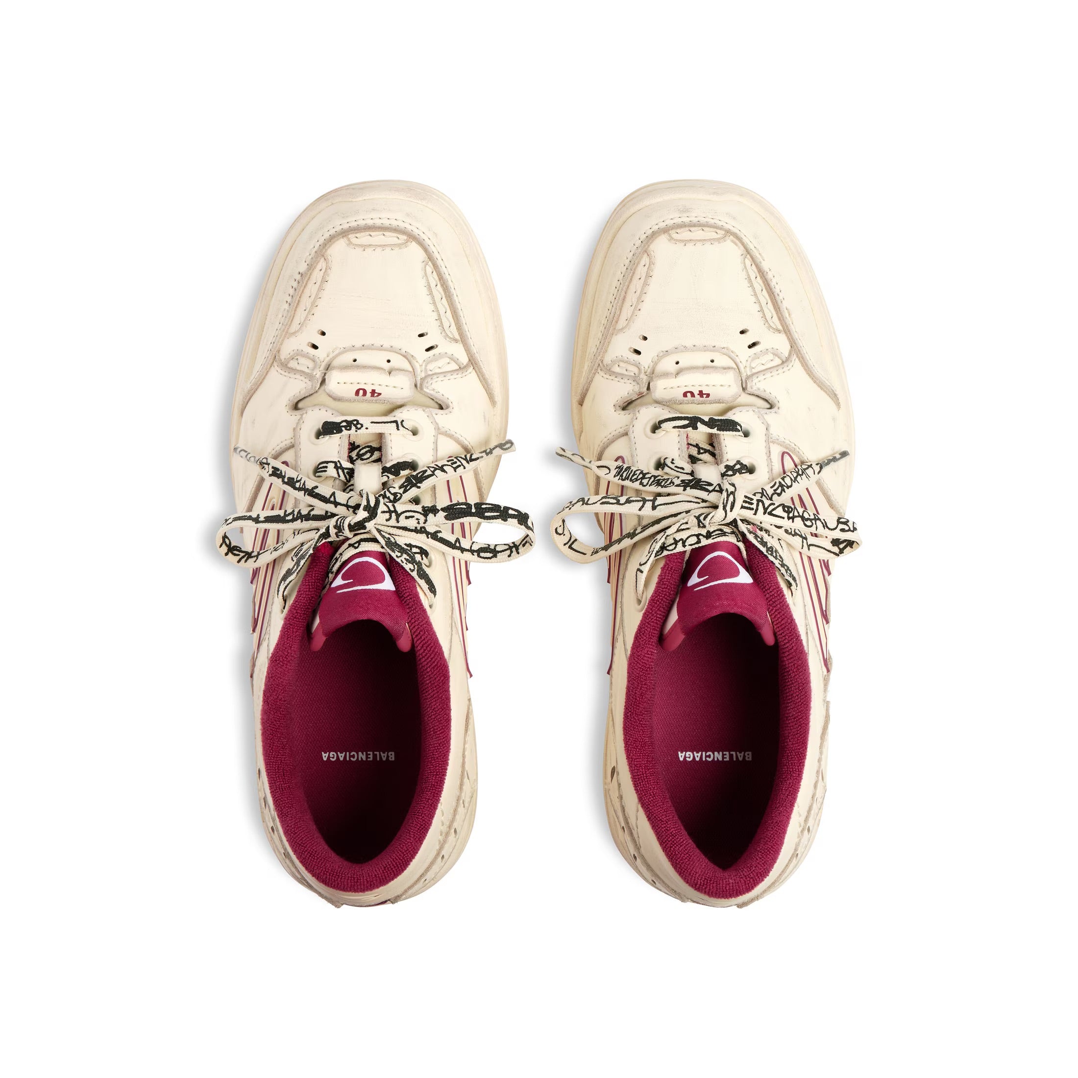 Men's Hamptons Medium Worn-out Sneaker in Off White/red